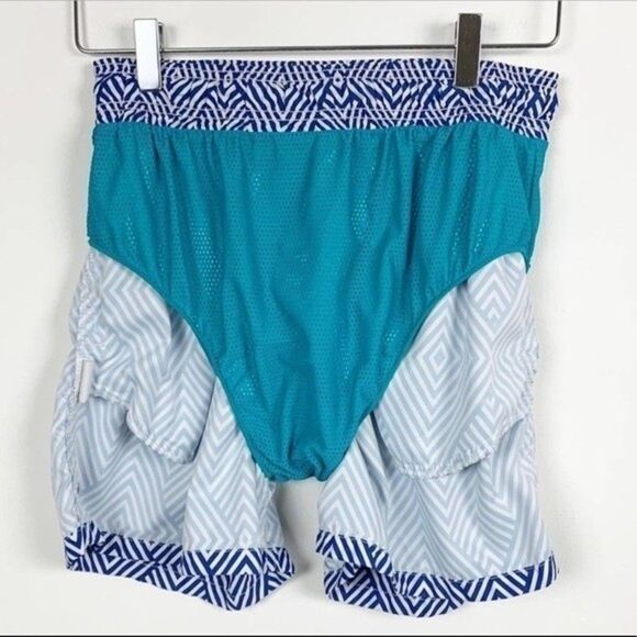 Retromarine‎ New York Boys Size Medium Geometric Blue Boys Swim Trunks with Mesh - Picture 8 of 14